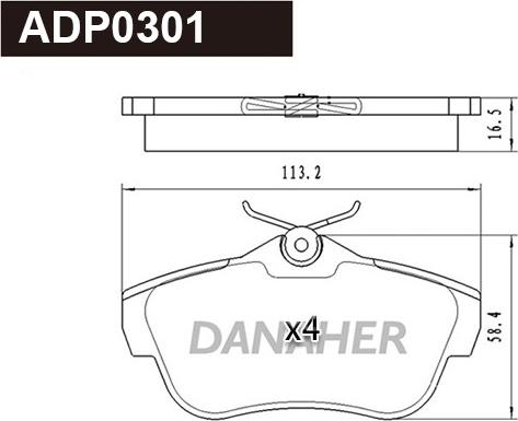 Danaher ADP0301 - Гальмівні колодки, дискові гальма autozip.com.ua