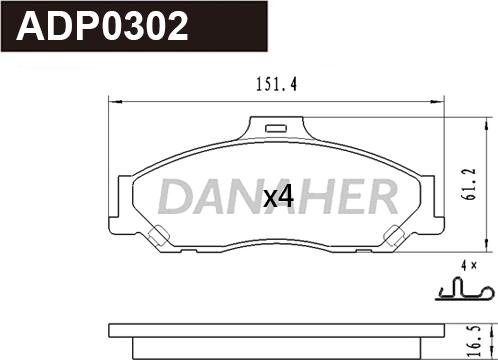 Danaher ADP0302 - Гальмівні колодки, дискові гальма autozip.com.ua