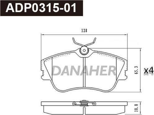 Danaher ADP0315-01 - Гальмівні колодки, дискові гальма autozip.com.ua