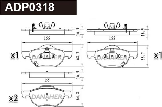 Danaher ADP0318 - Гальмівні колодки, дискові гальма autozip.com.ua