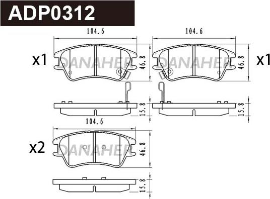 Danaher ADP0312 - Гальмівні колодки, дискові гальма autozip.com.ua