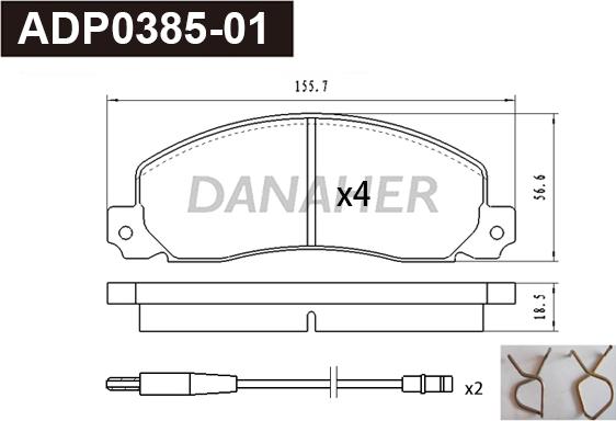 Danaher ADP0385-01 - Гальмівні колодки, дискові гальма autozip.com.ua