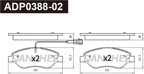 Danaher ADP0388-02 - Гальмівні колодки, дискові гальма autozip.com.ua