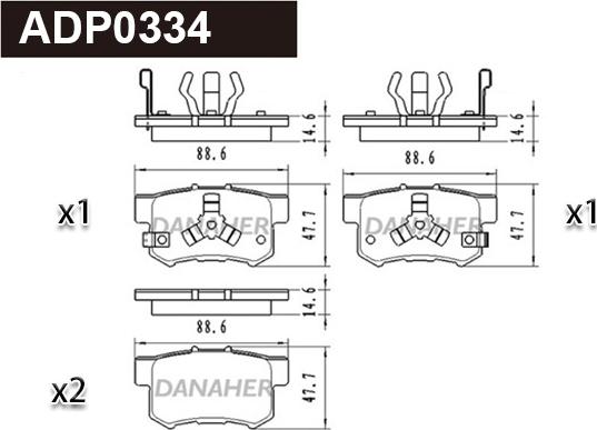 Danaher ADP0334 - Гальмівні колодки, дискові гальма autozip.com.ua