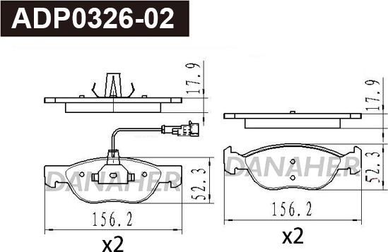 Danaher ADP0326-02 - Гальмівні колодки, дискові гальма autozip.com.ua