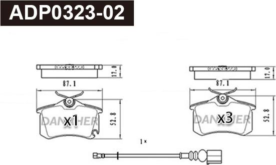 Danaher ADP0323-02 - Гальмівні колодки, дискові гальма autozip.com.ua