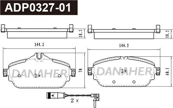 Danaher ADP0327-01 - Гальмівні колодки, дискові гальма autozip.com.ua