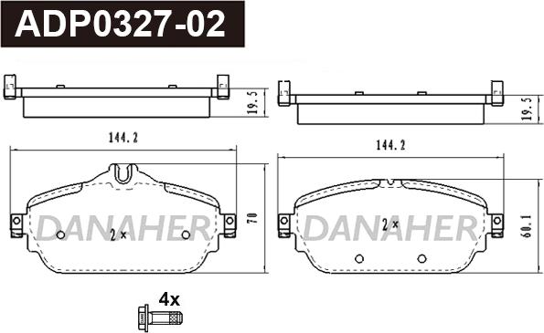 Danaher ADP0327-02 - Гальмівні колодки, дискові гальма autozip.com.ua