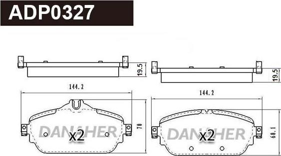 Danaher ADP0327 - Гальмівні колодки, дискові гальма autozip.com.ua