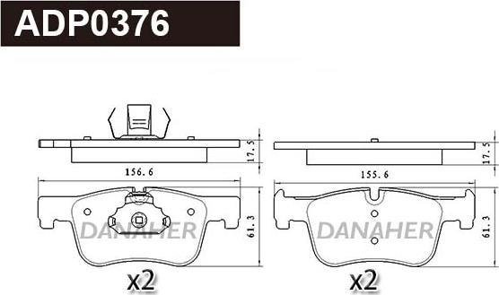 Danaher ADP0376 - Гальмівні колодки, дискові гальма autozip.com.ua