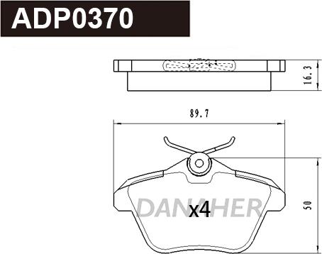 Danaher ADP0370 - Гальмівні колодки, дискові гальма autozip.com.ua