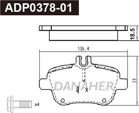 Danaher ADP0378-01 - Гальмівні колодки, дискові гальма autozip.com.ua