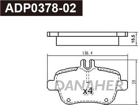 Danaher ADP0378-02 - Гальмівні колодки, дискові гальма autozip.com.ua