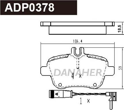 Danaher ADP0378 - Гальмівні колодки, дискові гальма autozip.com.ua