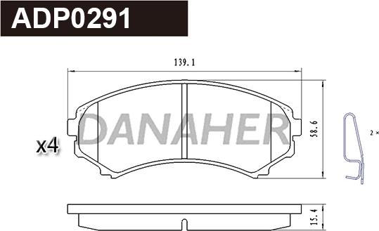 Danaher ADP0291 - Гальмівні колодки, дискові гальма autozip.com.ua