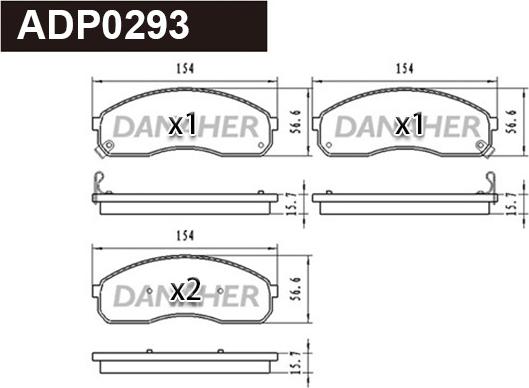 Danaher ADP0293 - Гальмівні колодки, дискові гальма autozip.com.ua