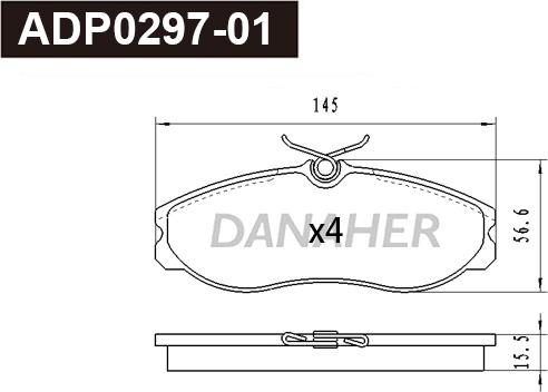 Danaher ADP0297-01 - Гальмівні колодки, дискові гальма autozip.com.ua