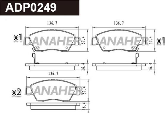 Danaher ADP0249 - Гальмівні колодки, дискові гальма autozip.com.ua