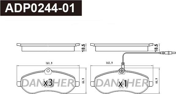 Danaher ADP0244-01 - Гальмівні колодки, дискові гальма autozip.com.ua