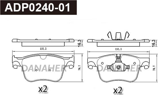 Danaher ADP0240-01 - Гальмівні колодки, дискові гальма autozip.com.ua