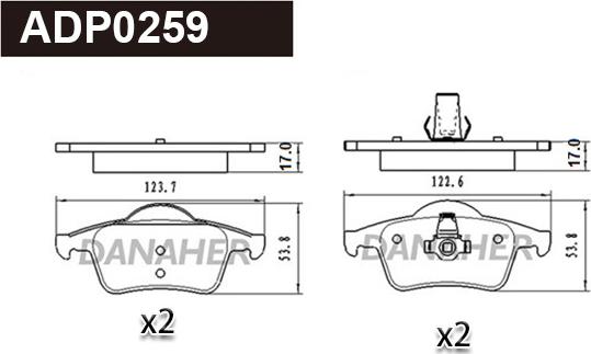 Danaher ADP0259 - Гальмівні колодки, дискові гальма autozip.com.ua