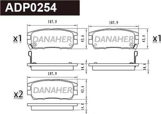 Danaher ADP0254 - Гальмівні колодки, дискові гальма autozip.com.ua