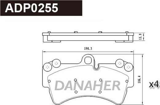 Danaher ADP0255 - Гальмівні колодки, дискові гальма autozip.com.ua