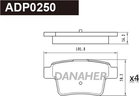 Danaher ADP0250 - Гальмівні колодки, дискові гальма autozip.com.ua