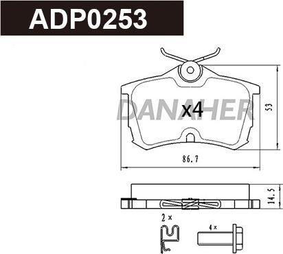 Danaher ADP0253 - Гальмівні колодки, дискові гальма autozip.com.ua