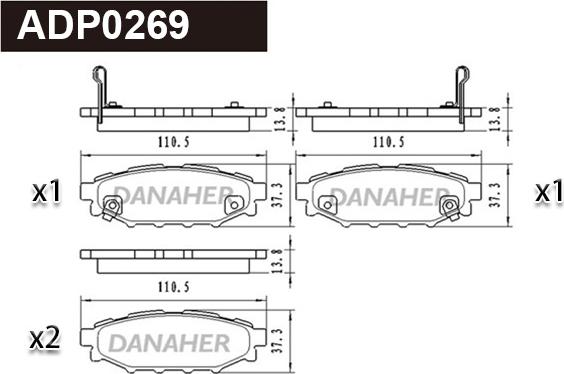 Danaher ADP0269 - Гальмівні колодки, дискові гальма autozip.com.ua