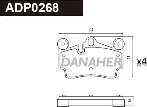 Danaher ADP0268 - Гальмівні колодки, дискові гальма autozip.com.ua