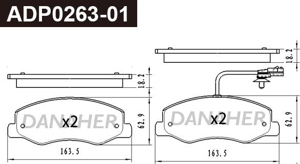 Danaher ADP0263-01 - Гальмівні колодки, дискові гальма autozip.com.ua
