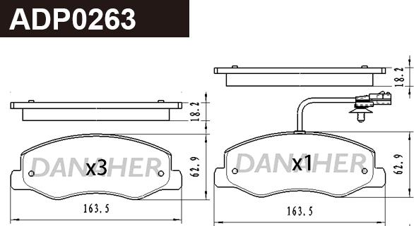 Danaher ADP0263 - Гальмівні колодки, дискові гальма autozip.com.ua