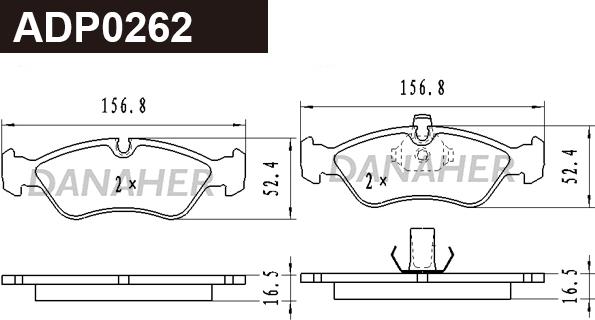 Danaher ADP0262 - Гальмівні колодки, дискові гальма autozip.com.ua