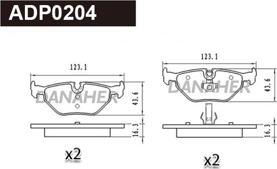 Danaher ADP0204 - Гальмівні колодки, дискові гальма autozip.com.ua