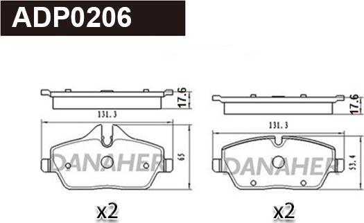 Danaher ADP0206 - Гальмівні колодки, дискові гальма autozip.com.ua