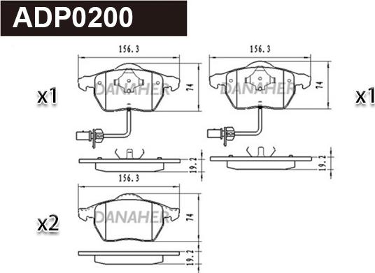 Danaher ADP0200 - Гальмівні колодки, дискові гальма autozip.com.ua