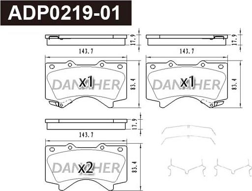 Danaher ADP0219-01 - Гальмівні колодки, дискові гальма autozip.com.ua