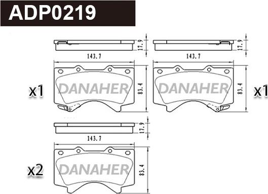 Danaher ADP0219 - Гальмівні колодки, дискові гальма autozip.com.ua