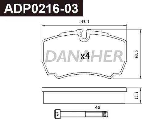 Danaher ADP0216-03 - Гальмівні колодки, дискові гальма autozip.com.ua