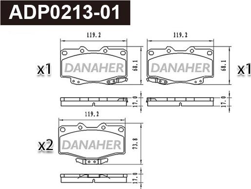 Danaher ADP0213-01 - Гальмівні колодки, дискові гальма autozip.com.ua