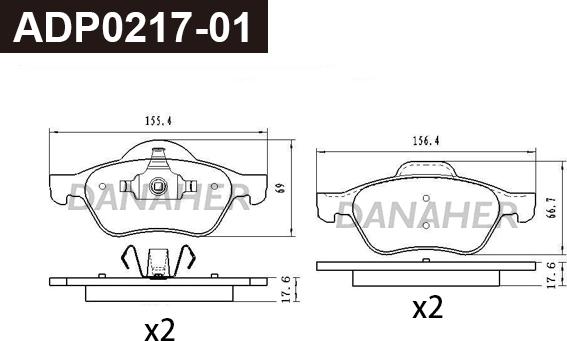 Danaher ADP0217-01 - Гальмівні колодки, дискові гальма autozip.com.ua