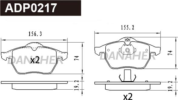 Danaher ADP0217 - Гальмівні колодки, дискові гальма autozip.com.ua