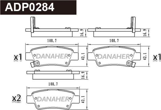 Danaher ADP0284 - Гальмівні колодки, дискові гальма autozip.com.ua