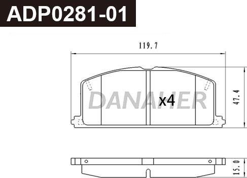 Danaher ADP0281-01 - Гальмівні колодки, дискові гальма autozip.com.ua