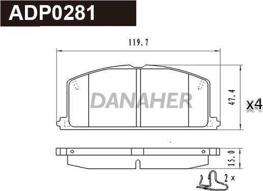 Danaher ADP0281 - Гальмівні колодки, дискові гальма autozip.com.ua
