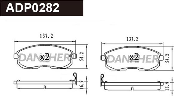 Danaher ADP0282 - Гальмівні колодки, дискові гальма autozip.com.ua