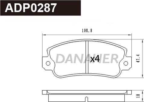 Danaher ADP0287 - Гальмівні колодки, дискові гальма autozip.com.ua
