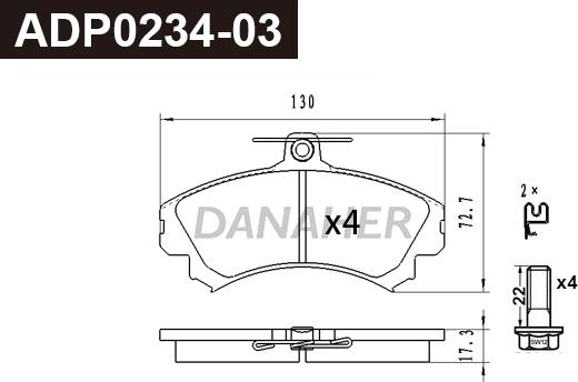 Danaher ADP0234-03 - Гальмівні колодки, дискові гальма autozip.com.ua