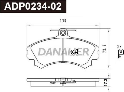 Danaher ADP0234-02 - Гальмівні колодки, дискові гальма autozip.com.ua